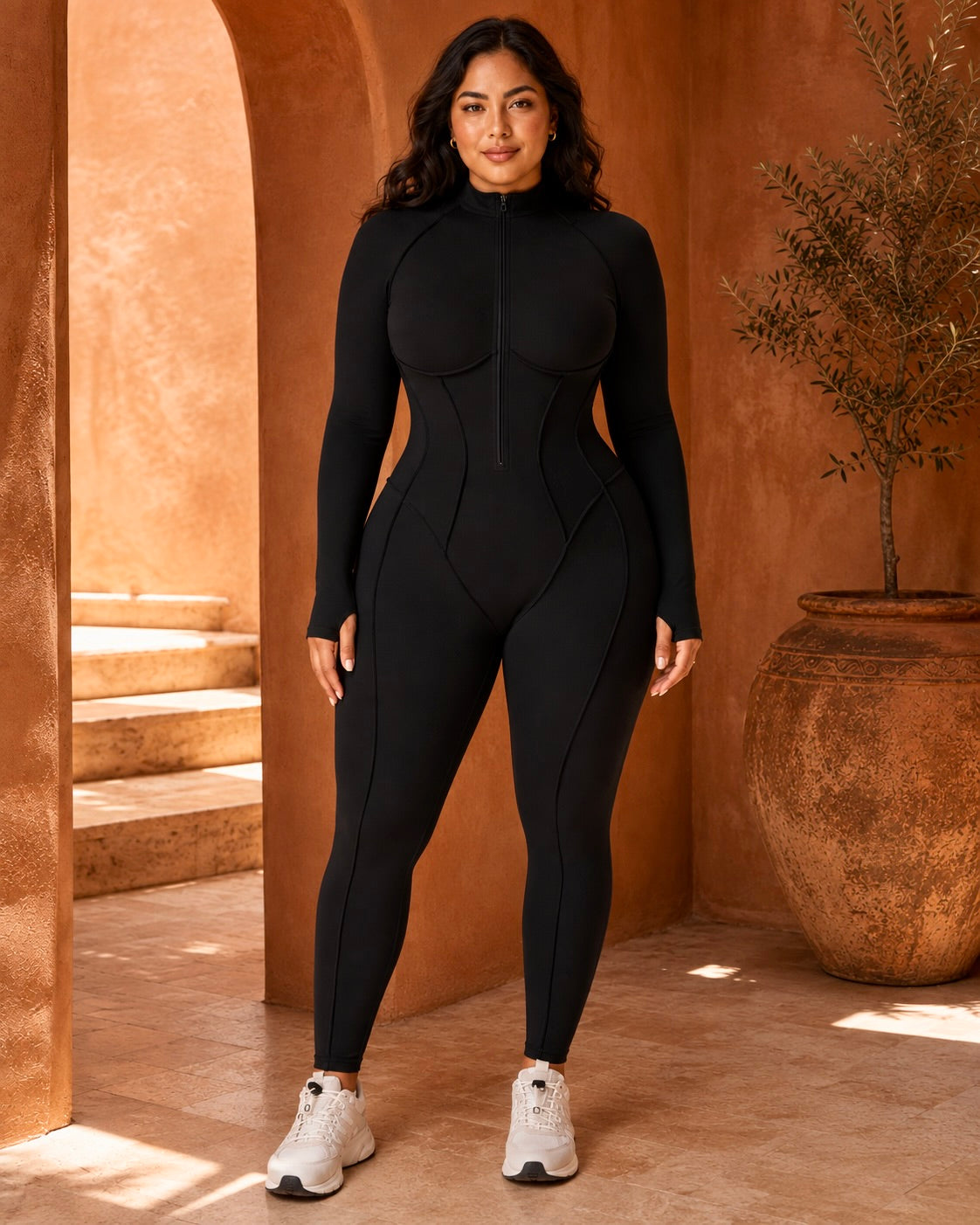 Combinaison de sport Laurene, zip ouvert à l'encolure — Maison Marianna